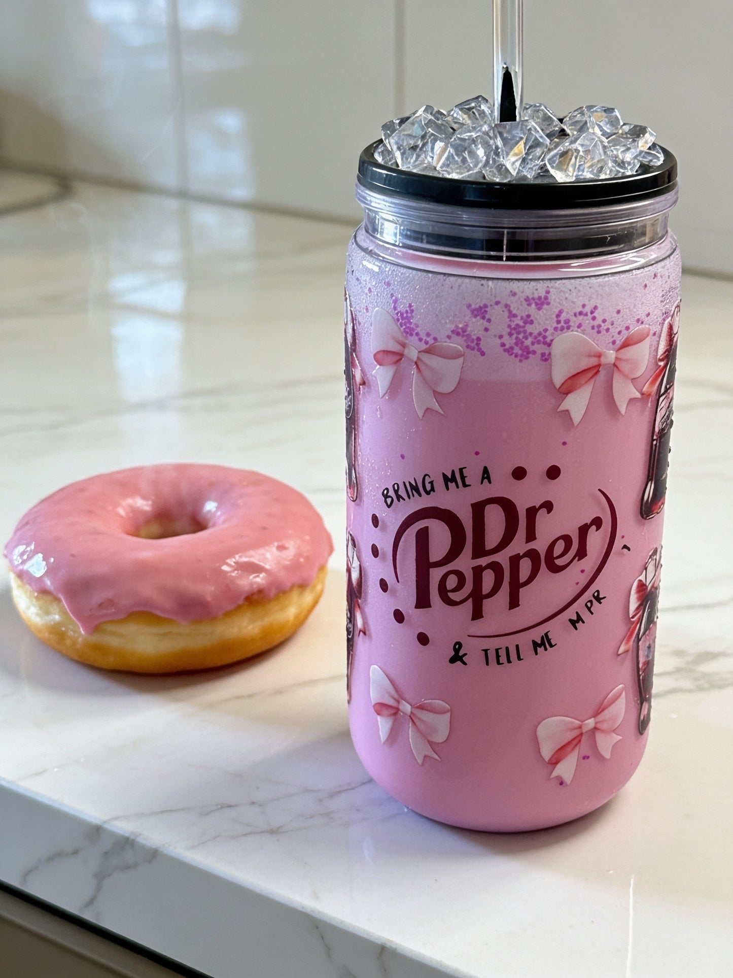 Fizzy pink Dr. pepper
