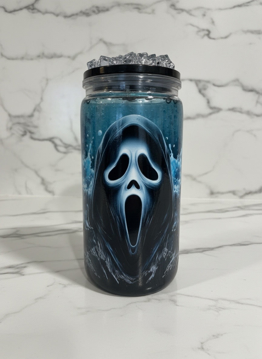 Blue lava cup Ghost face